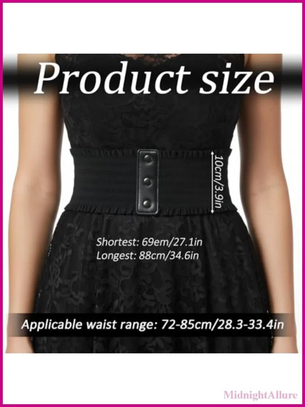 Wide Elastic Belt Women Snap Fastener Stretchy Waist Belt for Dress